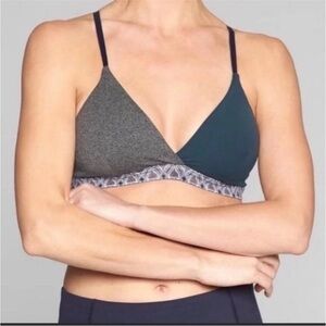 Athleta Inhale Bra Teal Gray Sz L